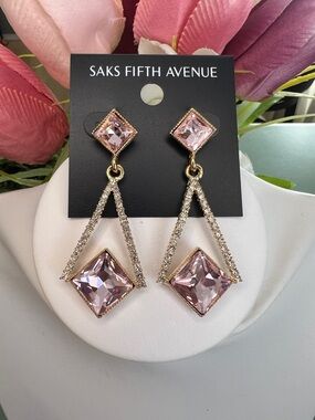 Saks Fifth Avenue Gold/Pink Diamond Shape Earrings